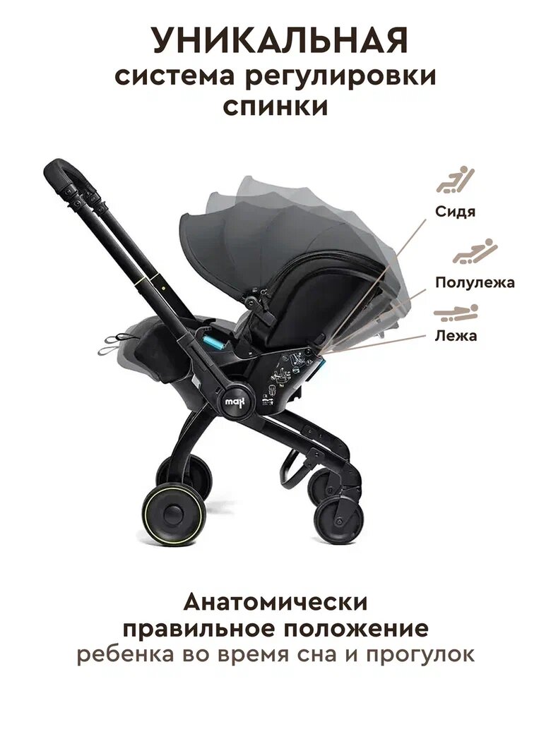 Изображение Детская коляска автокресло 5 в 1 Luxmom H88 с регулируемой спинкой (темно-серый)