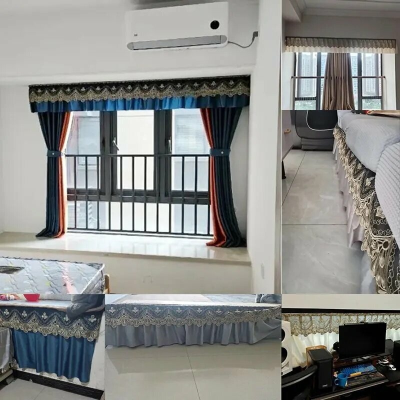 Ламбрекен для штор самоклеящийся, без сверления, короткий, тканевый с кружевом, в европейском стиле — фото 1