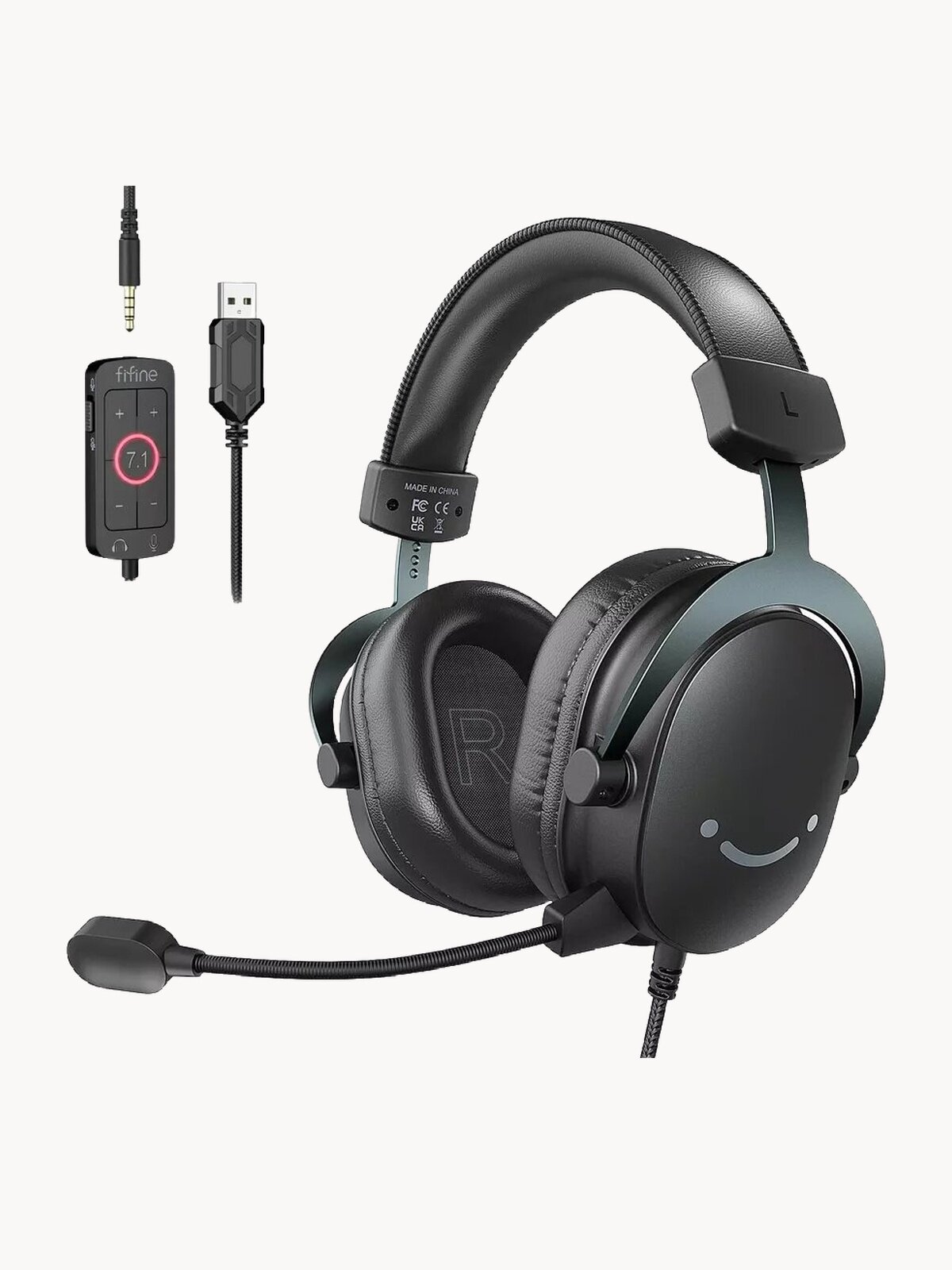 Проводные наушники Fifine H9, черный, полноразмерные, игровая гарнитура, без крепления, USB