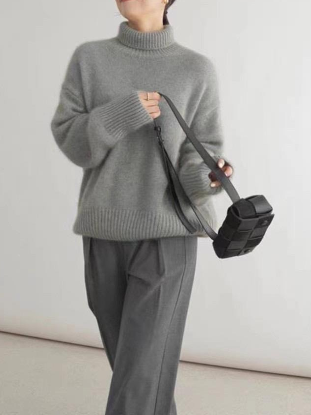 Свитер  Свитер вязаный оверсайз теплый, размер отсутствует, , серый — фото 1