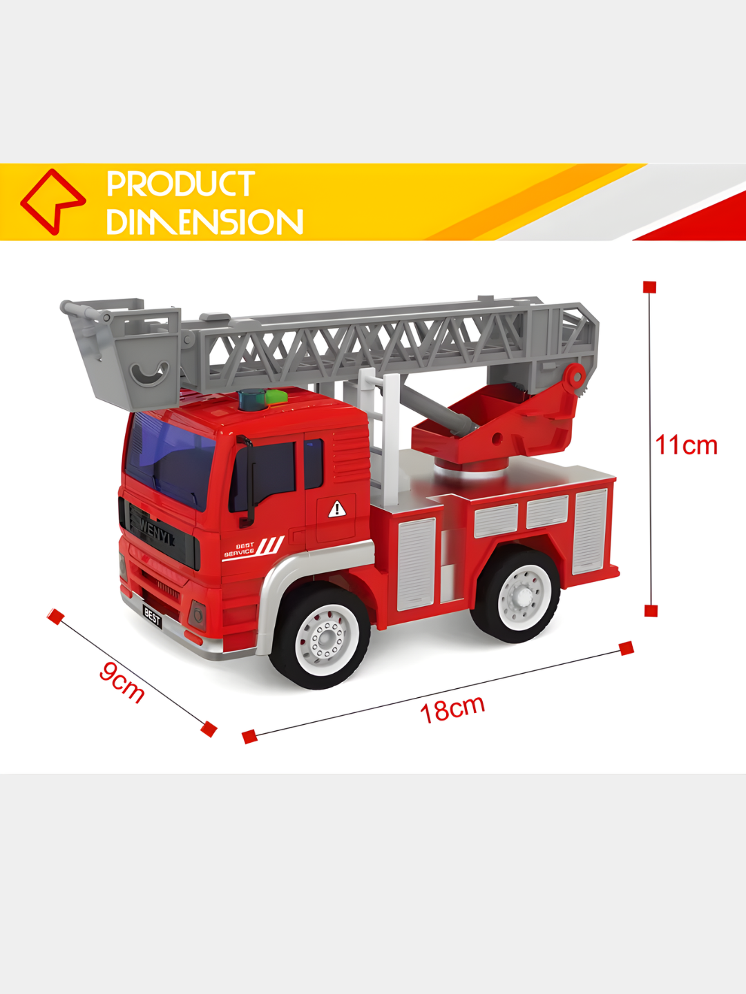 Детская машинка, пожарная машина, машина с лестницей, служебный транспорт — фото 1