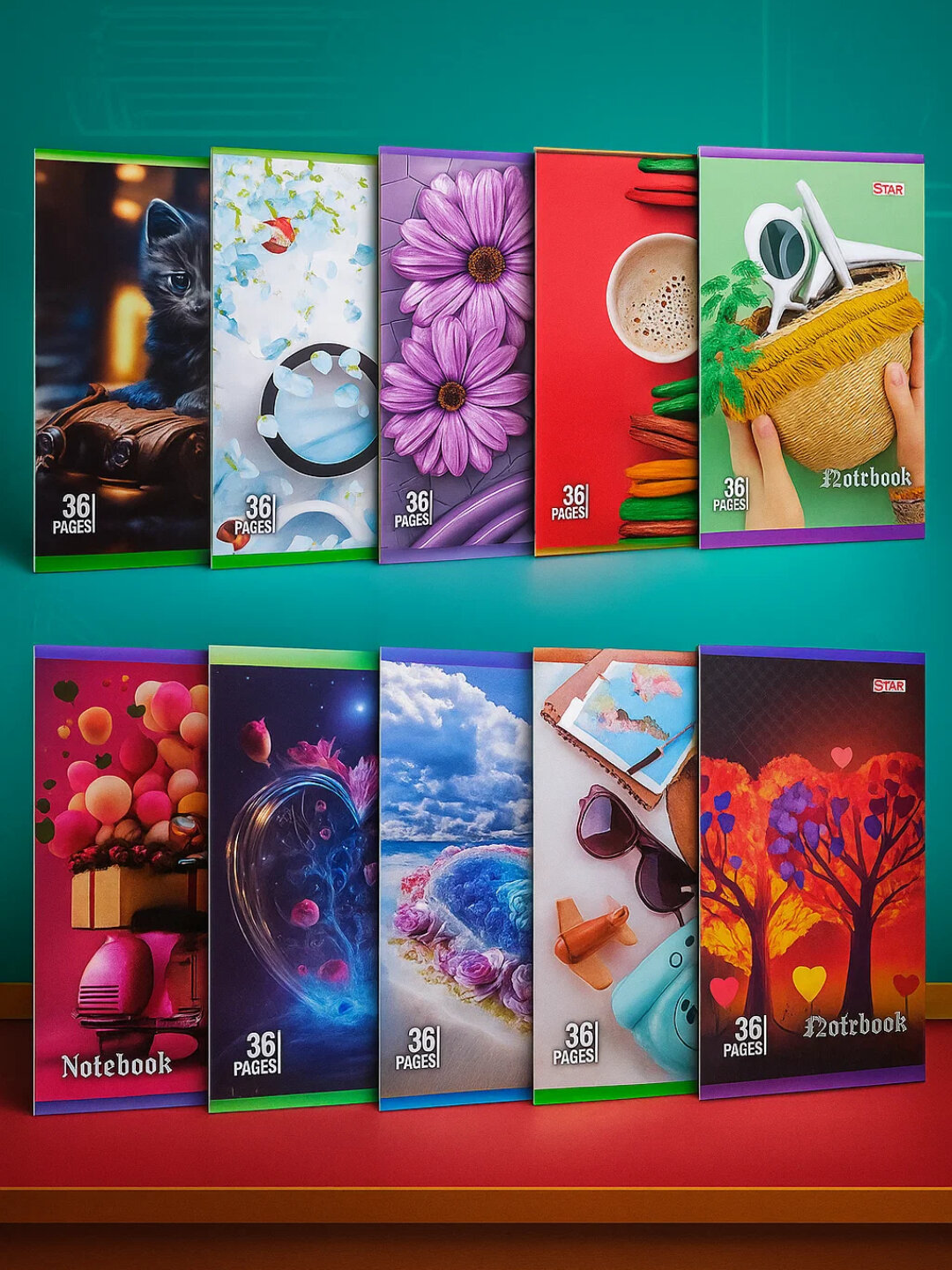 Тетрадь общая, Star, в линейку, 36 листов, 5 шт (для девочку)