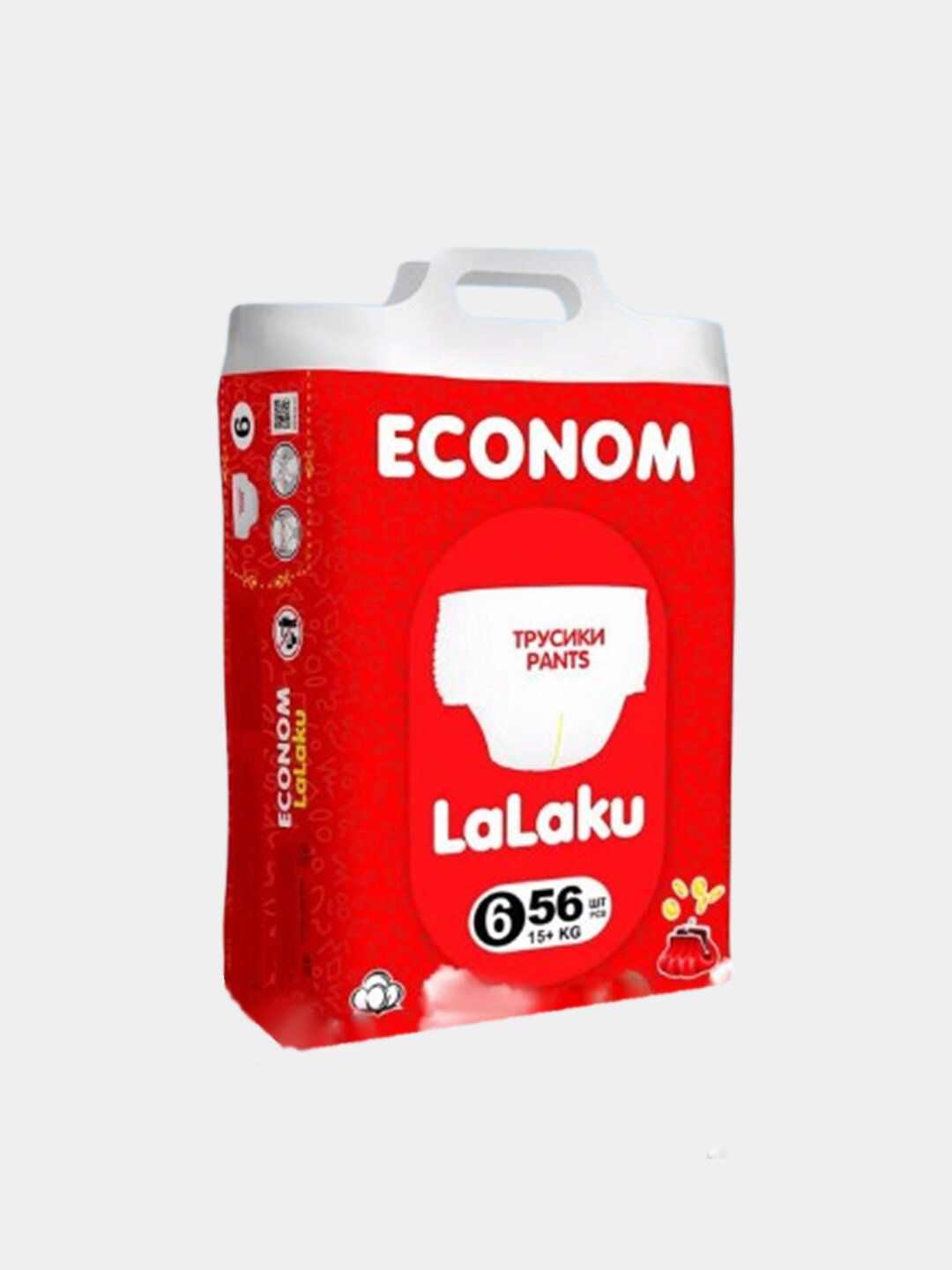 Подгузники-трусики Lalaku ECONOM 6 (15+ кг), 56 штук