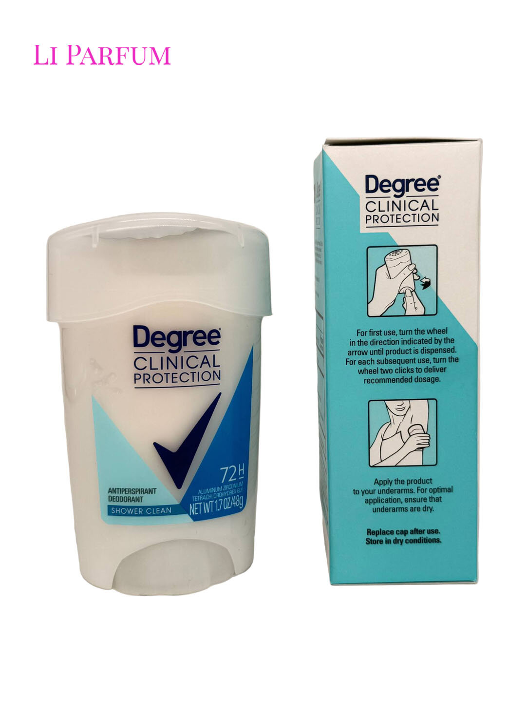 Дезодорант-антиперспирант Degree Clinical "Shower Clean", мягкий стик, защита 72 часа, 48г — фото 1