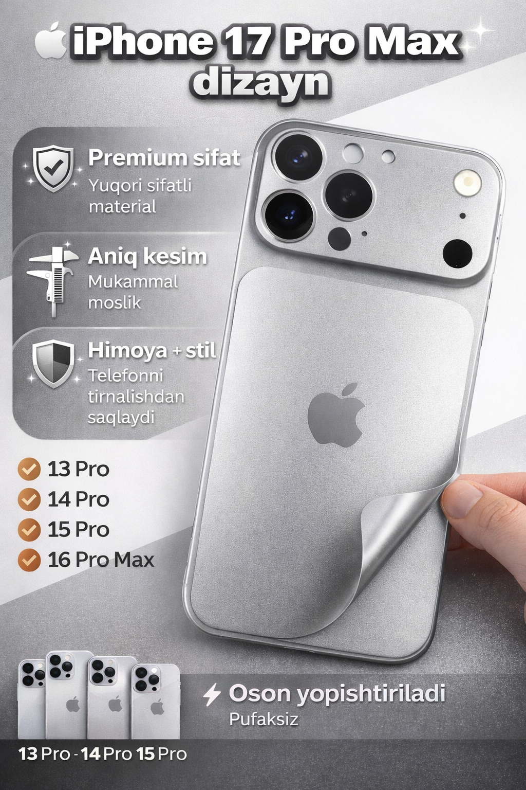 Наклейка на телефон iphone 14 pro max, в стиле iPhone 17 Pro Max, на заднюю панель