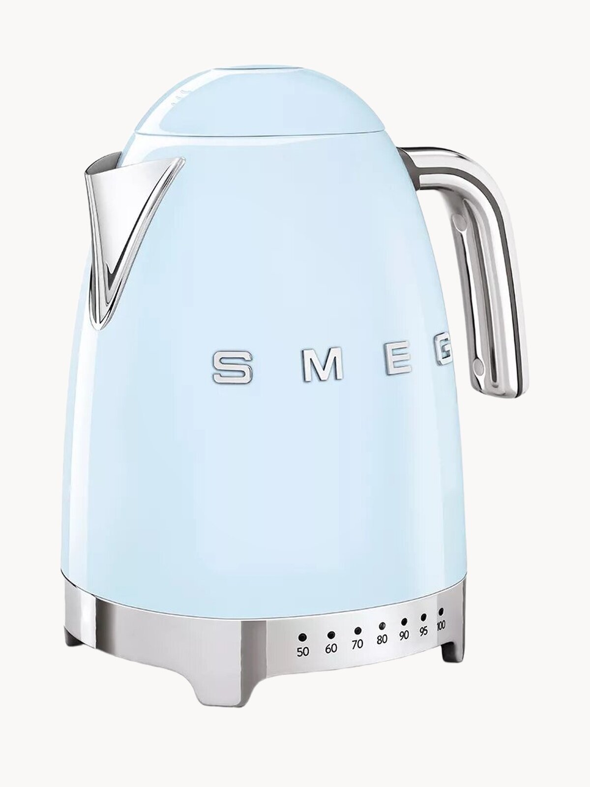 Чайник Smeg KLF04PBEU, нержавеющая сталь, 2400Вт, 7 температурных режимов, голубой