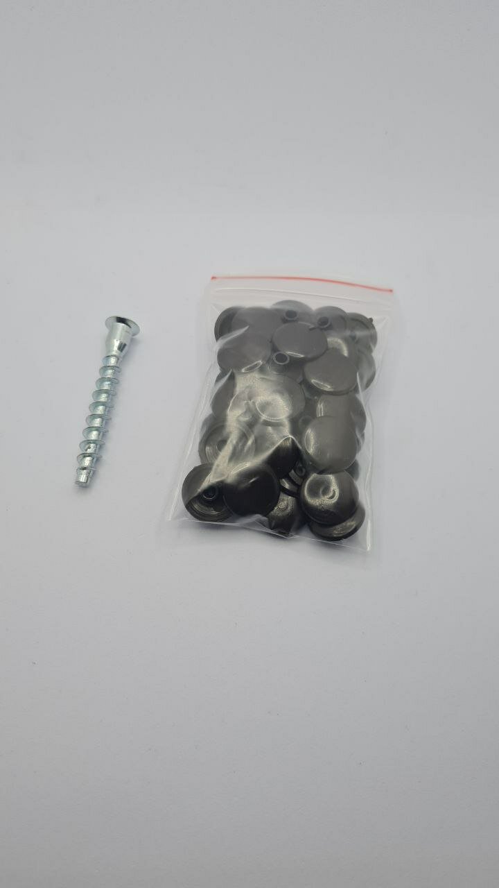 Заглушка мебельная к стяжке пластмассовая d.14мм венге №8 50 шт — фото 1