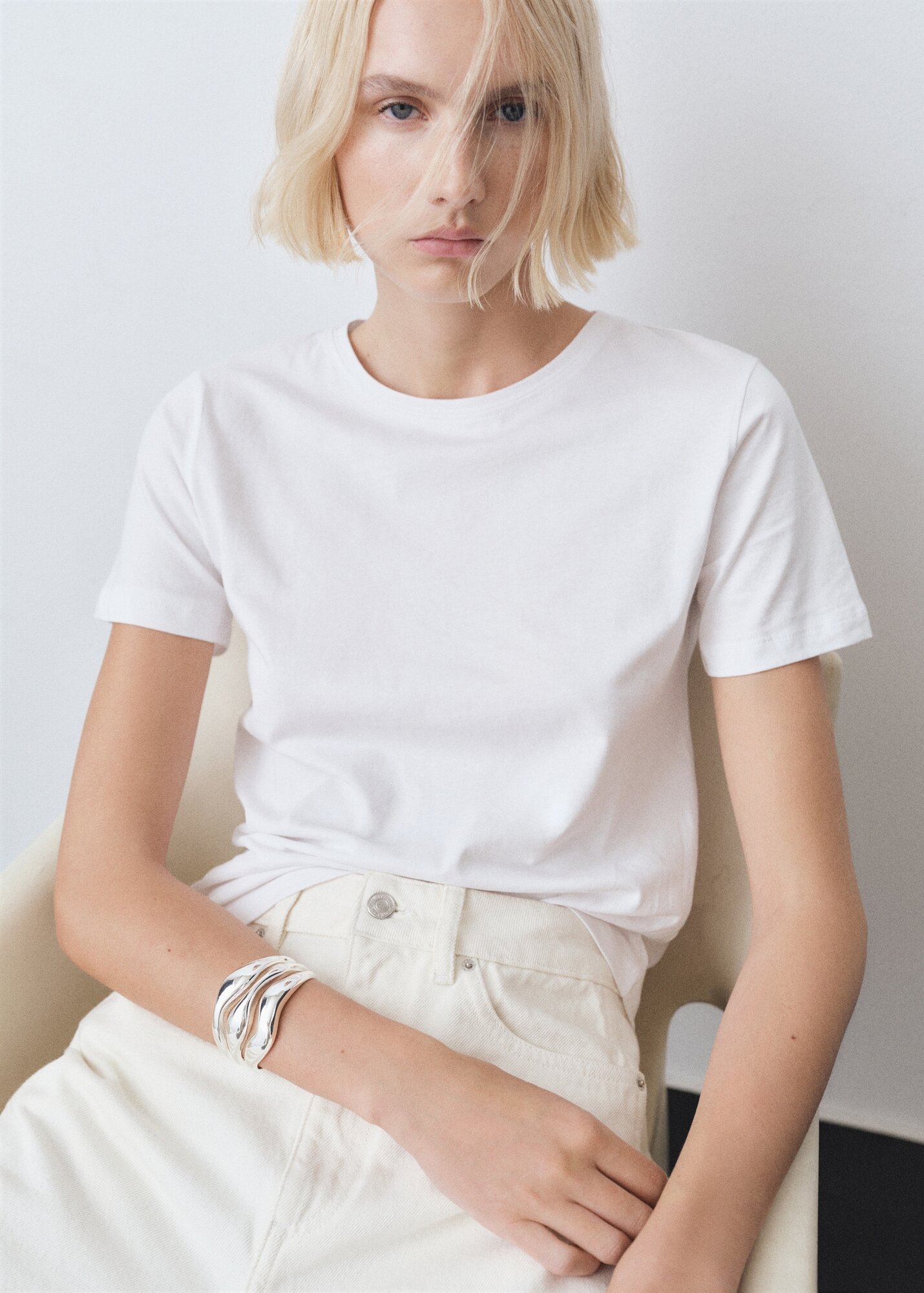 Футболка MANGO CHALACA, 1 шт., размер S, 1 белый