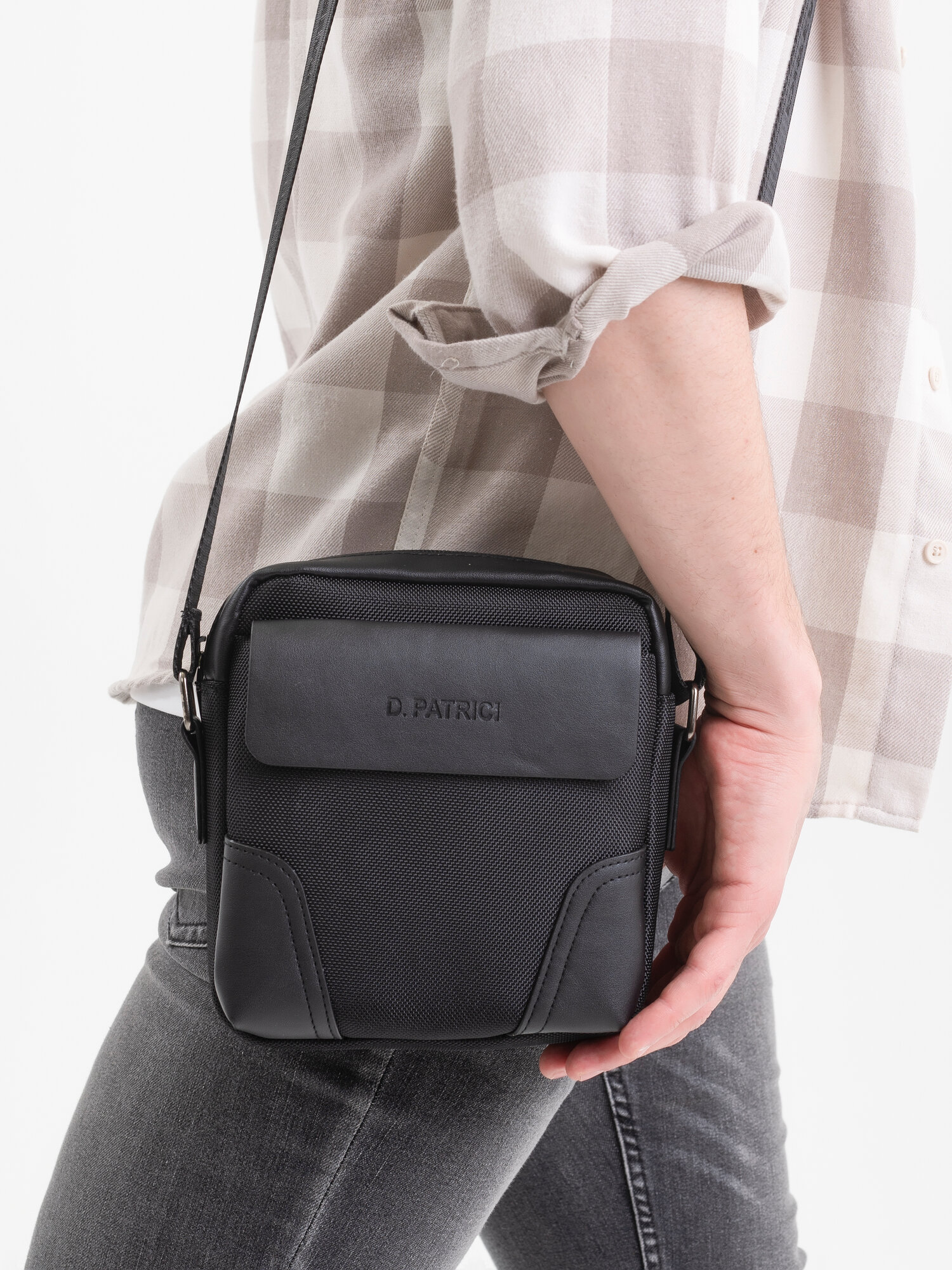 Сумка барсетка Daniele Patrici, фактура матовая, черный — фото 1