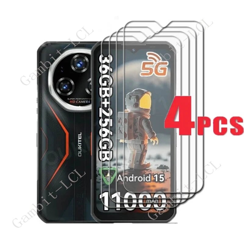 4 шт. 9H HD закаленное стекло для Oukitel WP55 Pro 6,58 "Защитная пленка на OukitelWP55Pro OukitelWP55 Защитная крышка для экрана, For Oukitel WP55 Pro, Закаленное стекло, 4 Pieces