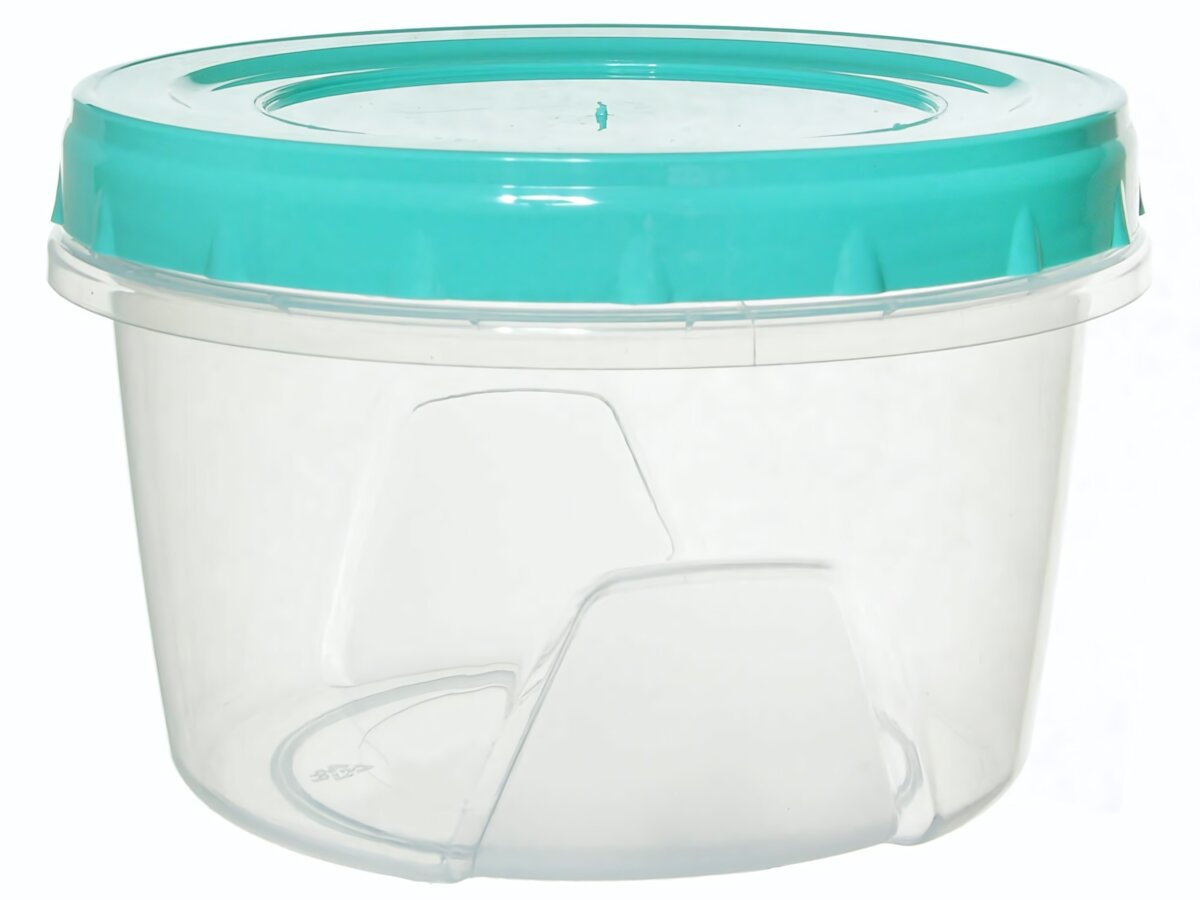 Банка для хранения продуктов 07л полипропилен светло-голубая крышка