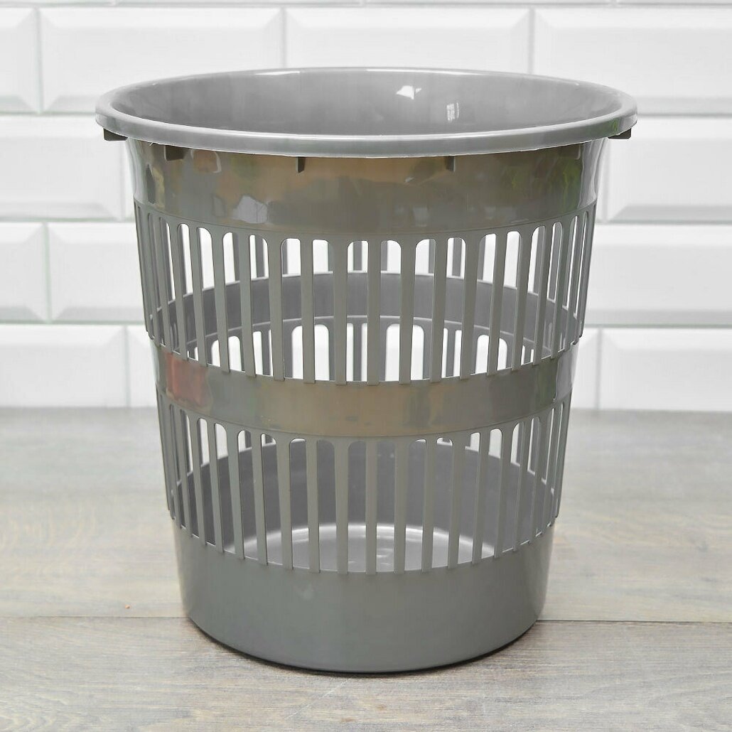 Корзина для мусора 11л цвет сталь пластиковая практичная и надежная