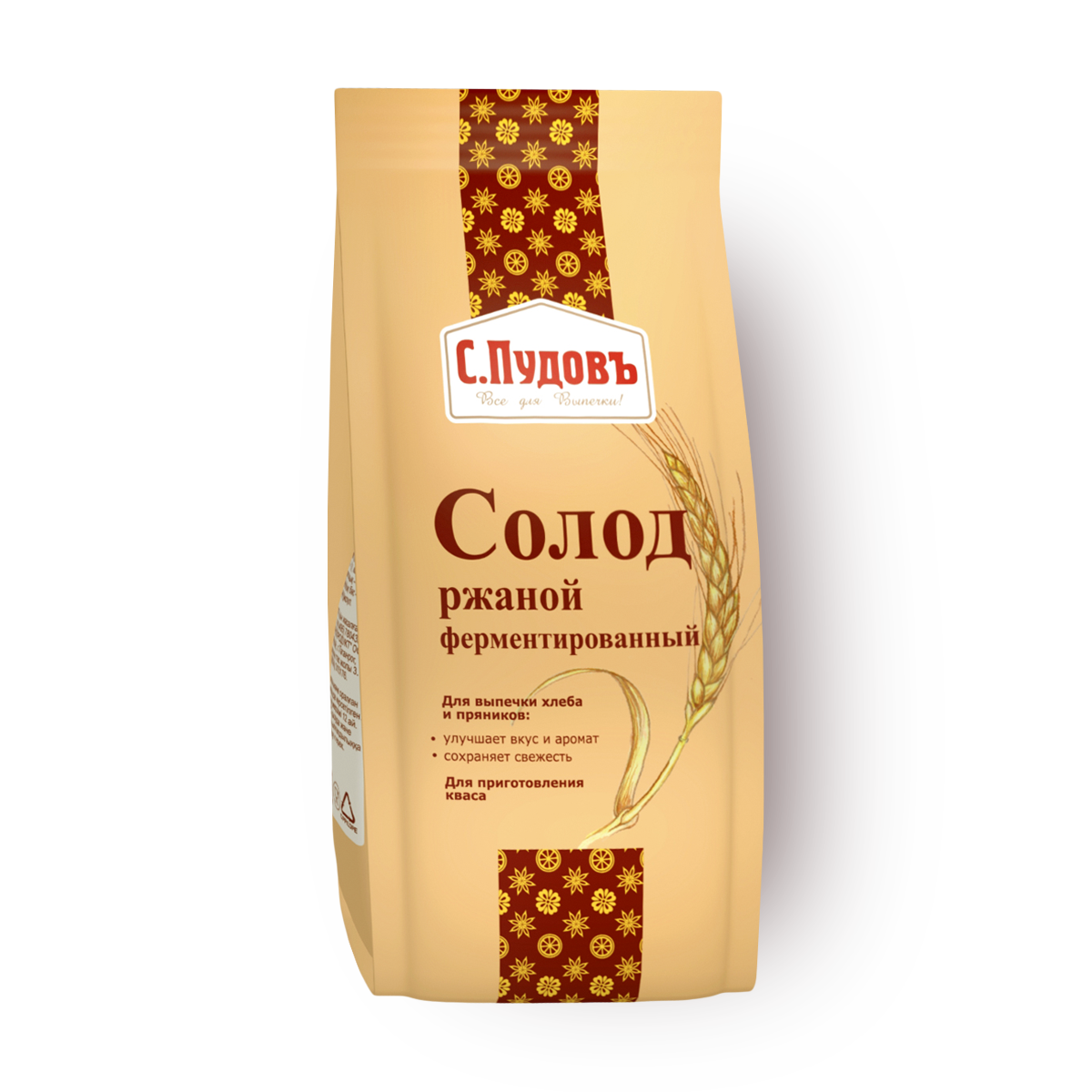 Солод ржаной С. Пудовъ, ферментированный, для выпечки и приготовления кваса, 300 г