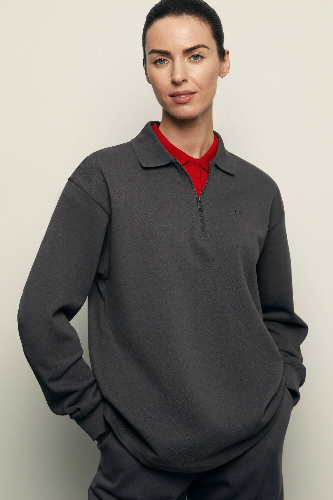 Толстовка FINN FLARE Худи на молнии размер M(170-92-98)  темно-серый