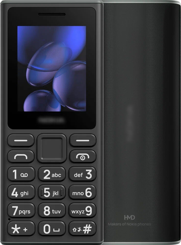 Телефон кнопочный 105 2024 Dual SIM, радио, фонарик, microSD, чёрный