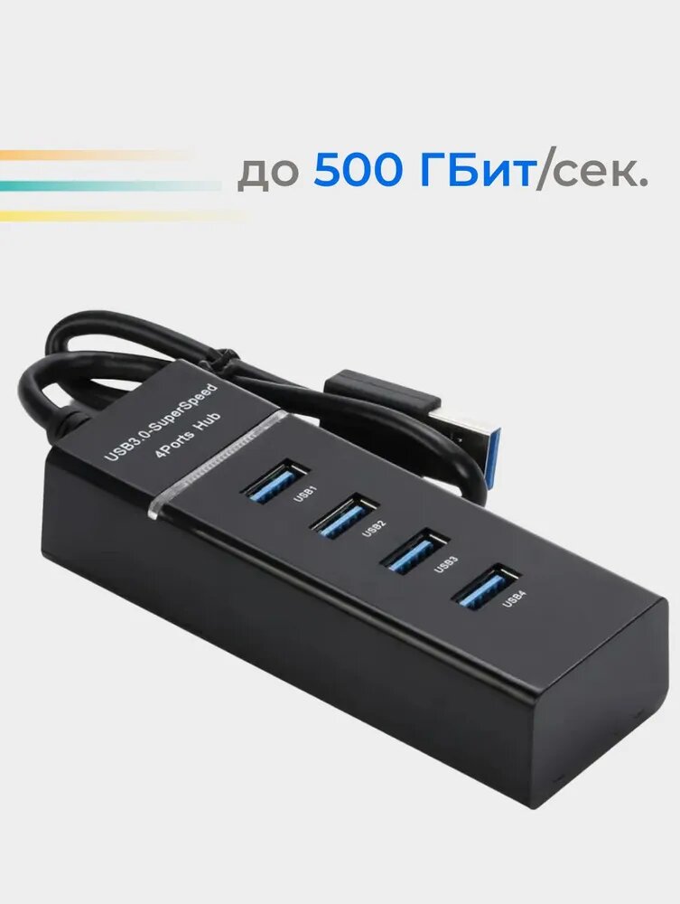 USB HUB на 4 Порта – Быстрое Подключение, Стабильная Работа, Идеально для ПК и Ноутбука — фото 1