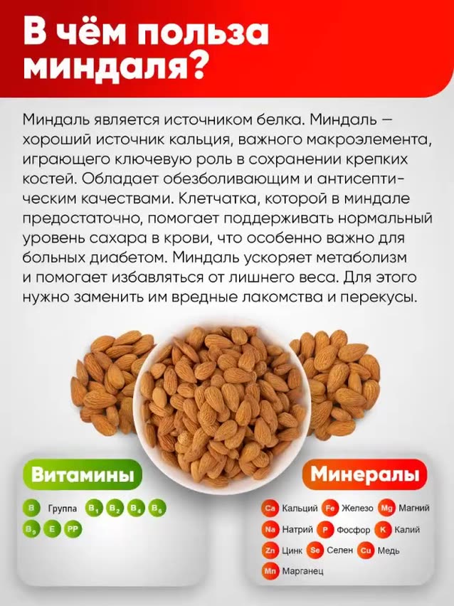 Миндаль сырой Нонпарель золотой 1000 г – крупные отборные орехи — фото 1