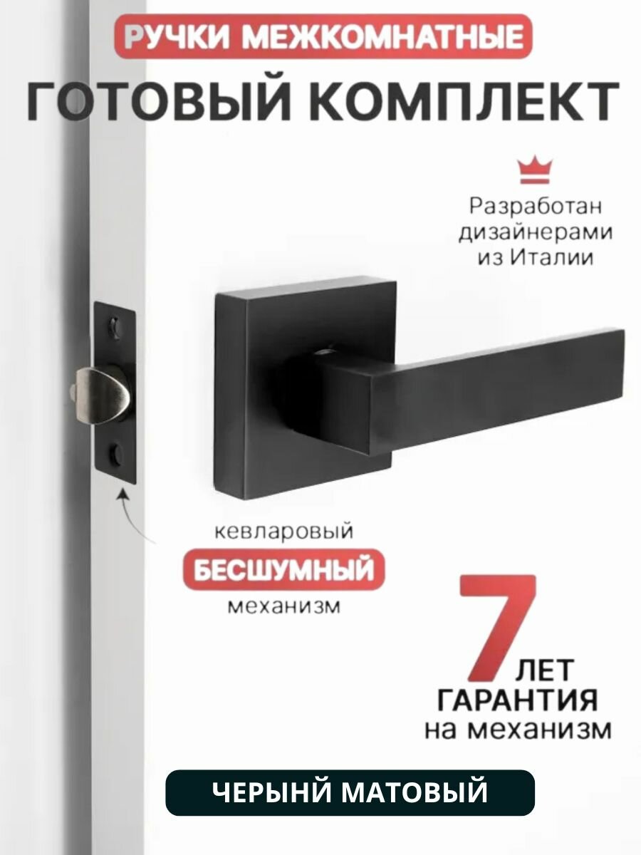 Ручка дверная с защелкой межкомнатная (кноб) PALIDORE 801 BLACK Цвет: Черный