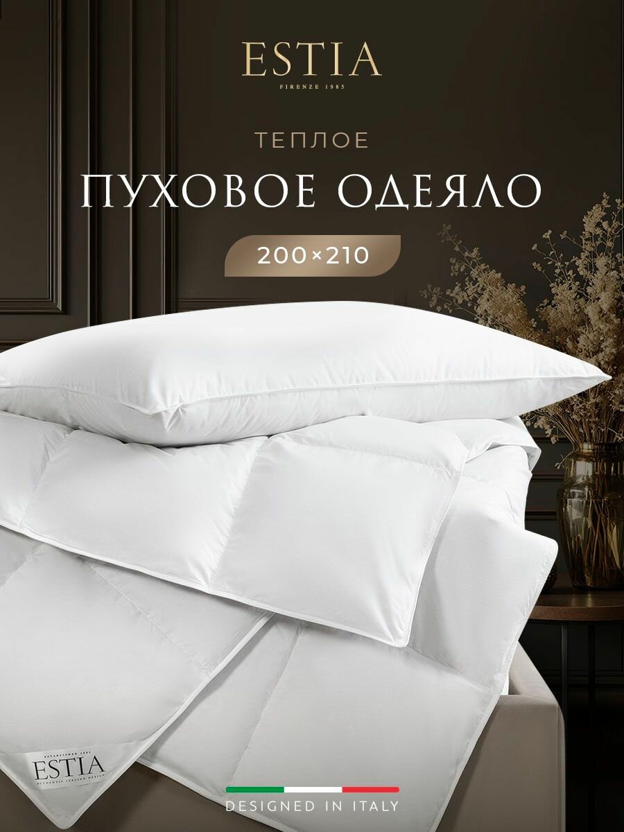 ESTIA Одеяло евро 200х210 всесезонное "Аоста" облегченное 160 г/м2, с натуральным 100% гусиным пухом