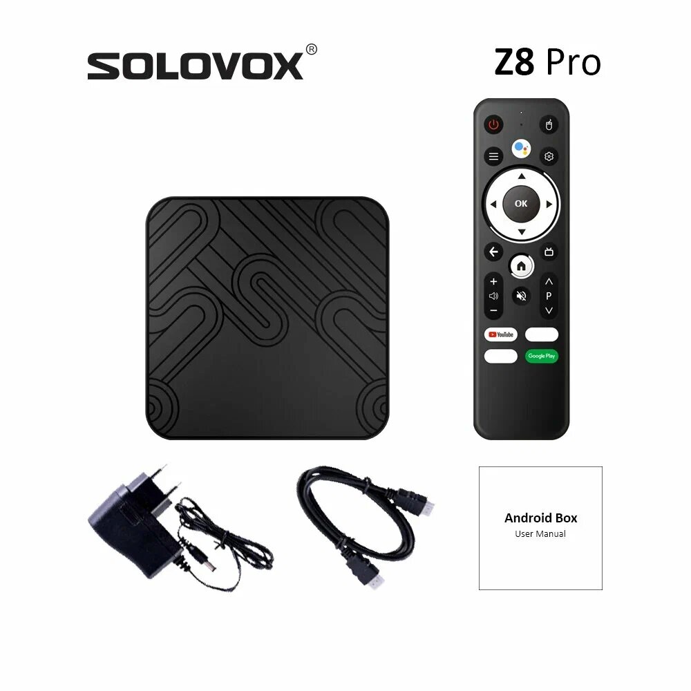 ТВ-приставка SOLOVOX "Z8 Pro", Android 2,16ГБ, пульт, чёрная — фото 1