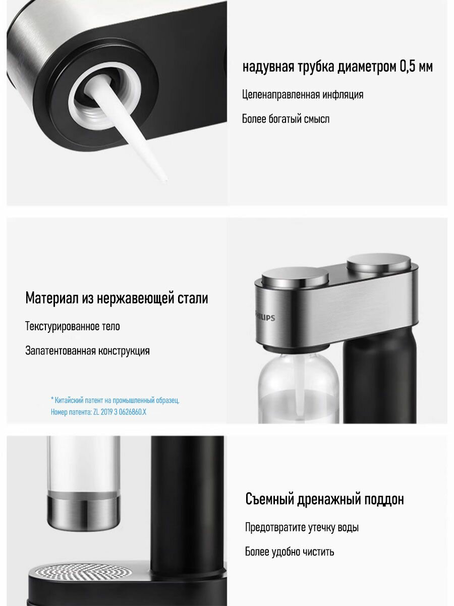 Сатураторы И Сифоны Для Газирования Xiaomi Сифон , для газирования воды, черный, нержавеющая сталь/пластик