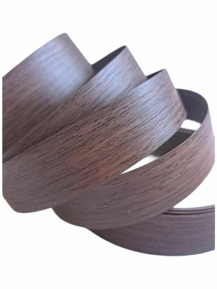 Кромка ПВХ пластик с клеем мебельная 04*19 мм намотка 5 м цвет орех темный 8018