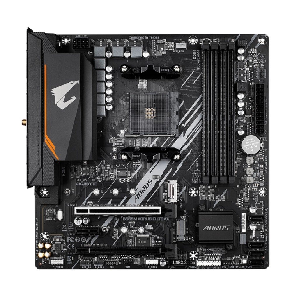 Материнская плата Gigabyte B550M AORUS ELITE AX Soc-AM4 AMD B550 4xDDR4 mATX AC`97 8ch7.1 GbLAN RA