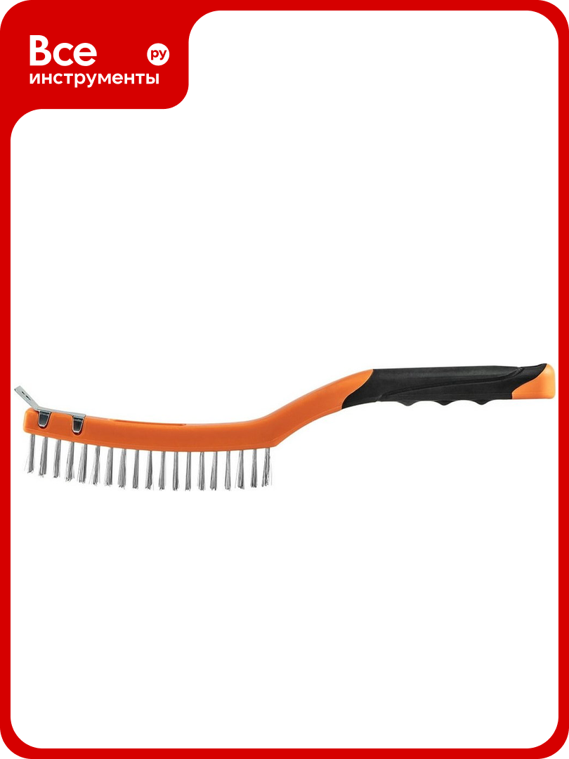 Проволочная щетка NEO Tools нержавеющая проволока  3х19 рядов со скребком 39-052