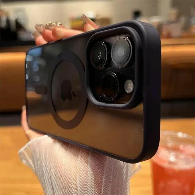 IPhone 16 Pro Max Protective Case -Magsafe Transparent Pouch, чёрние узоры — фото 1