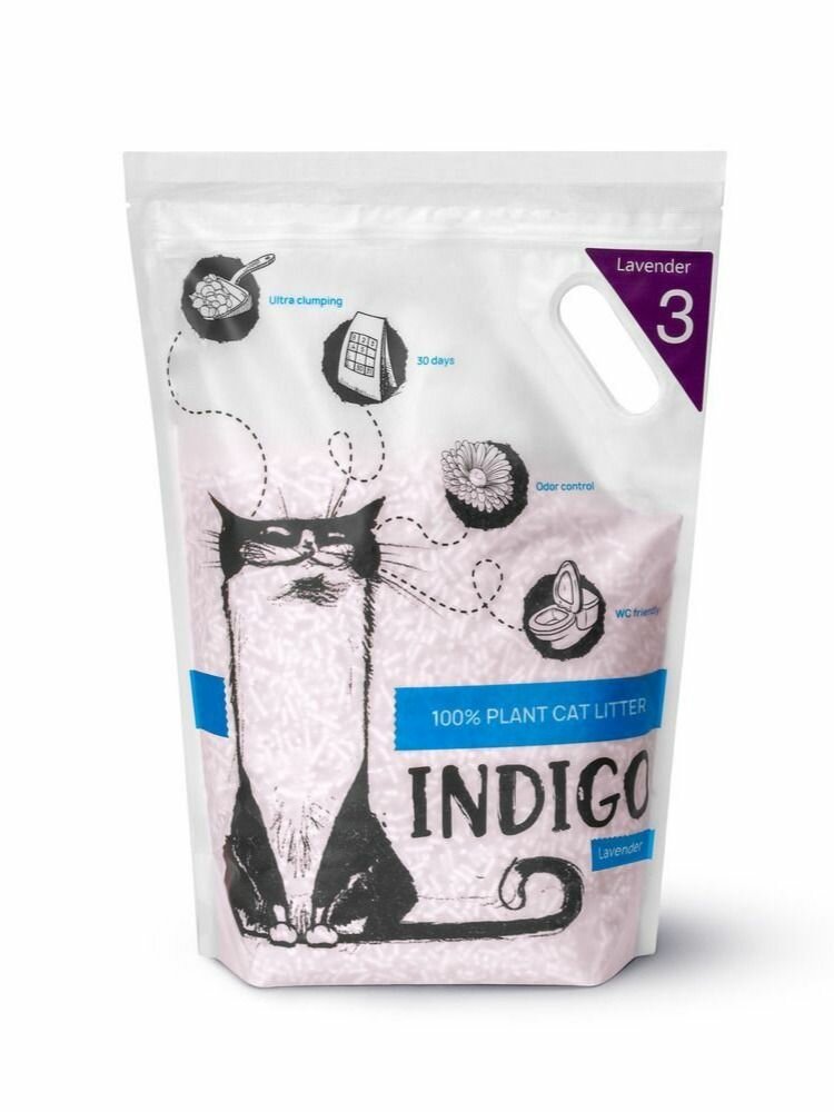 INDIGO Наполнитель соевый  комкующийся с ароматом Лаванда  12л