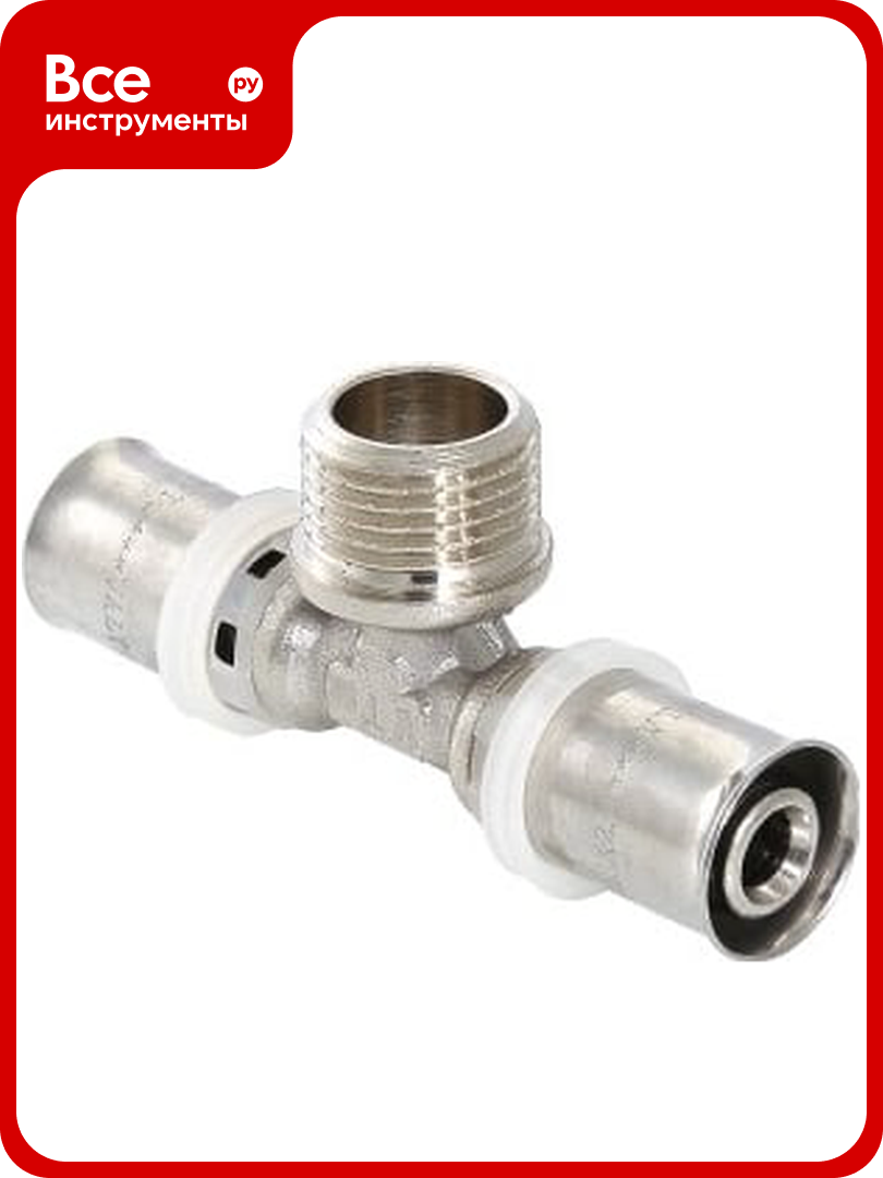 Тройник пресс с переходом на наружную резьбу 16х1/2х16 Valtec VTm.233. N.160416