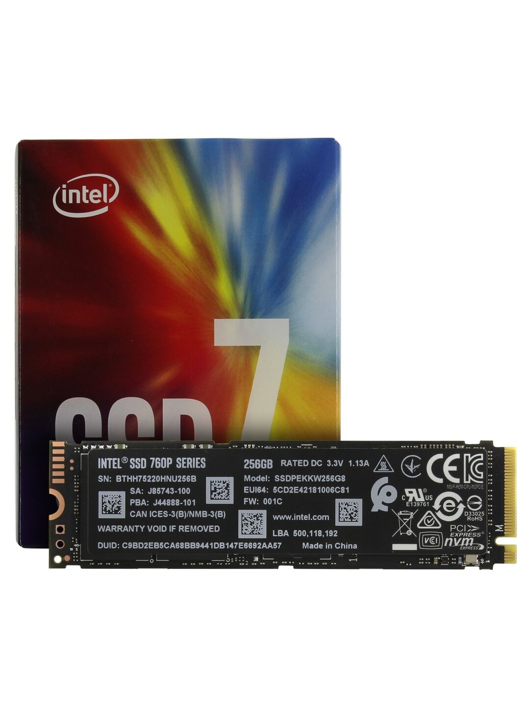 Твердотельный накопитель Intel 760p Series 256 ГБ M.2 SSDPEKKW256G8XT