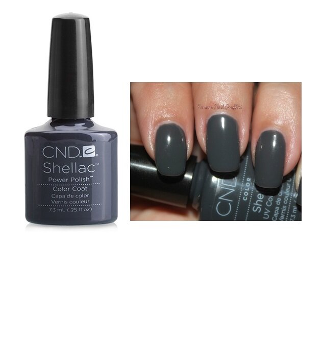 Гель лак для ногтей Shellac CND Shellac Asphalt 7.3 ml темно-серый цвет мокрого асфальта плотный — фото 1