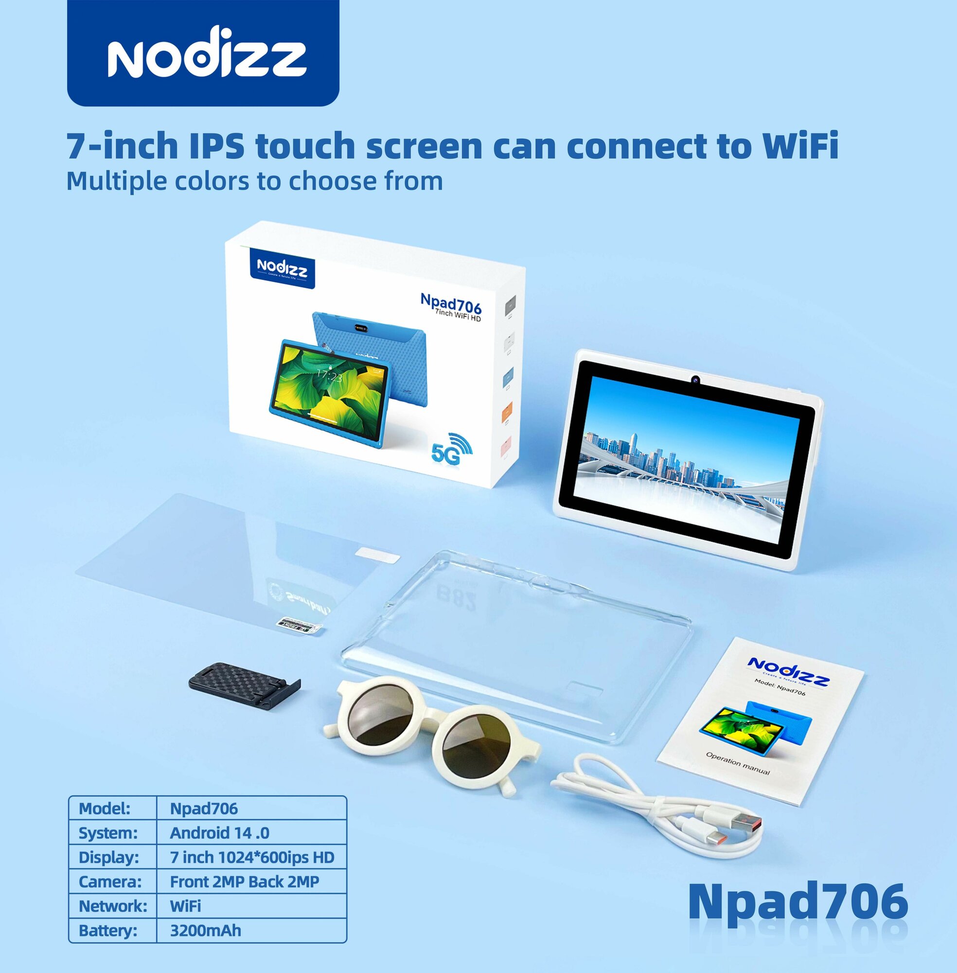 Детский планшет Nodizz Npad706 комплект с играми