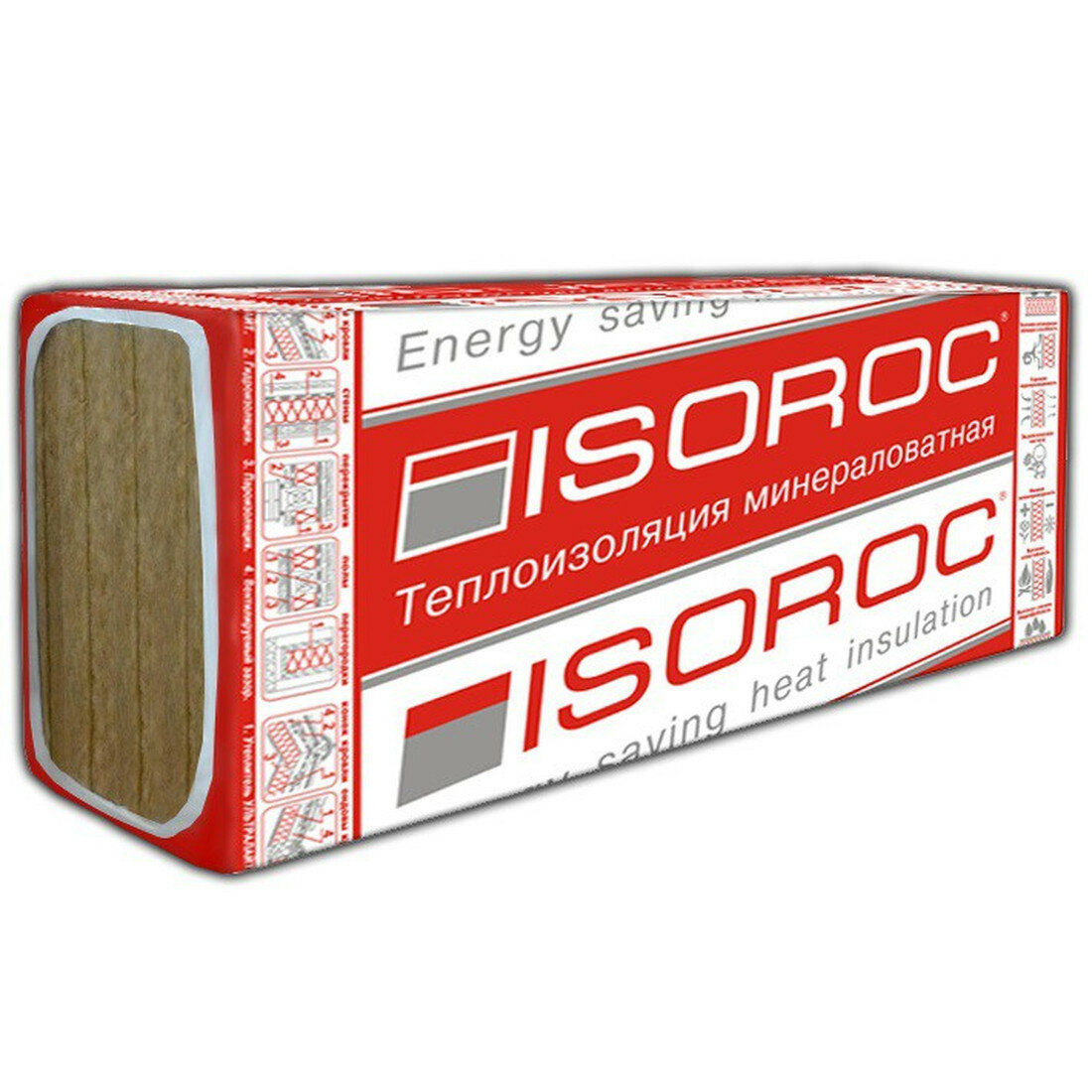 Утеплитель Isoroc Изолайт Л, базальтовая вата, 1000x600x100мм, 4шт/уп