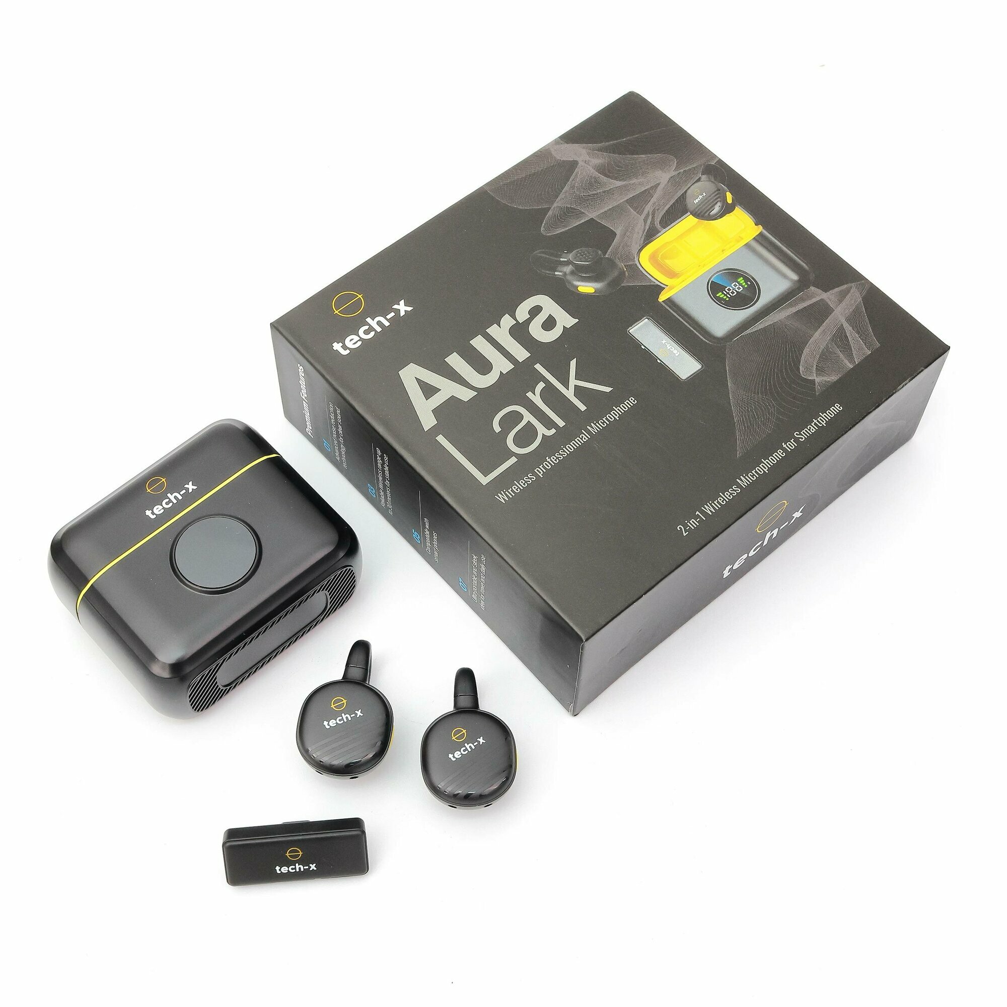 Беспроводной петличный микрофон TECH-X AURA LARK с шумоподавлением для смартфона и камеры