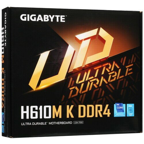 Материнская плата Gigabyte H610M, сокет LGA1700, Intel Core 12/13/14 Gen, DDR4 64ГБ, SATA, M.2, PCIe, Micro-ATX