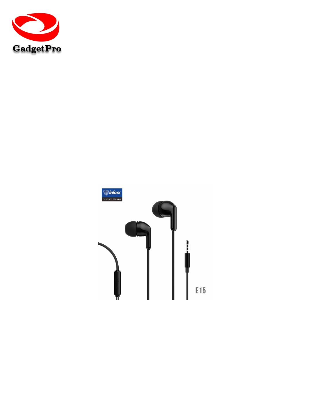 Проводные наушники Inkax E15: вакуумные, с микрофоном, для телефона, черные, современные.