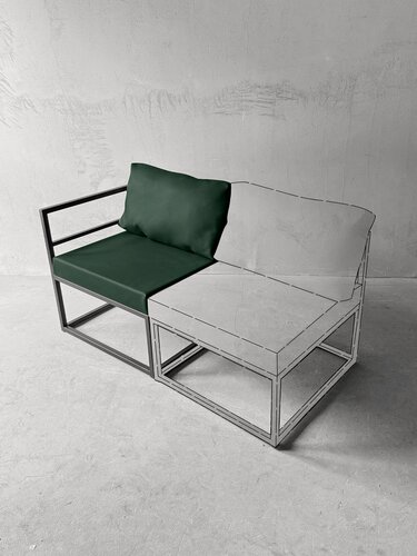 Изображение товара Диван составной мягкий удобный для отдыха, уличный, на балкон, веранду, лофт, минимализм, "Композит" кожзам зеленый 1 секция угловая