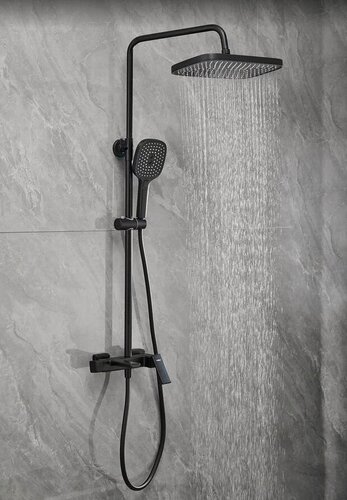 Изображение товара Душевая система с тропическим душем и смесителем HAIBA HB24831-7, материал: латунь, цвет: черный