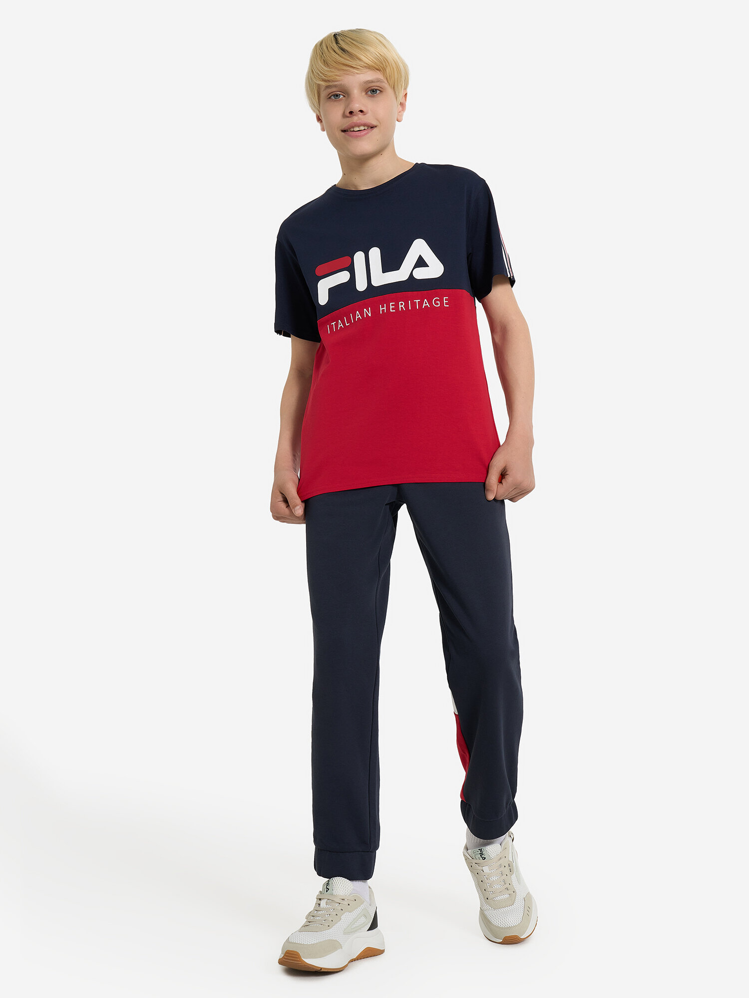 Футболка Fila, размер 170-176, красный/синий — фото 1