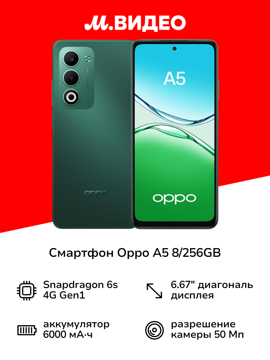 Смартфон OPPO A5 8/256GB Aquamarine