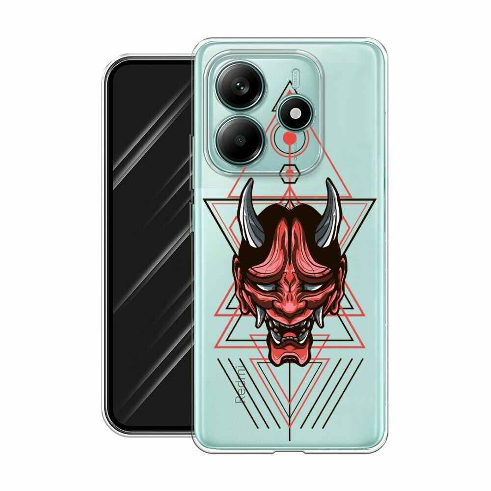 Чехол на Xiaomi Redmi Note 14 4G / Редми Нот 14 4G с принтом Hanya Oni mask, прозрачный — фото 1