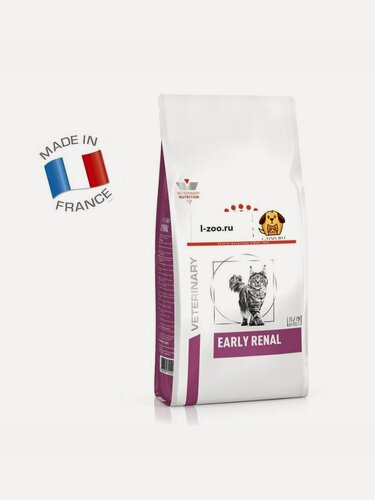 Изображение товара Early Renal Feline (1,5 кг). Корм сухой полнорационный диетический для взрослых кошек при ранней стадии почечной недостаточности. Ветеринарная диета.