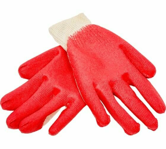 Перчатки Х/Б ПВХ-одинарный облив (латекс красный) 13 класс И-8047-И