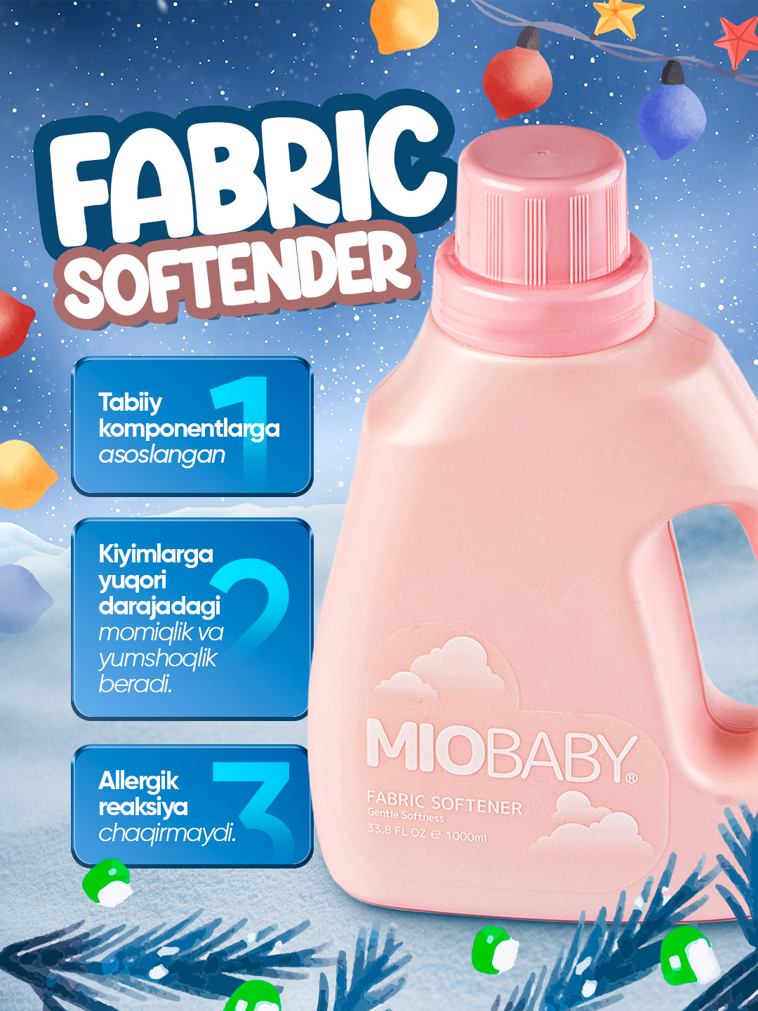 Кондиционер для белья MIO BABY, для детского белья, гипоаллергенный, 1 л