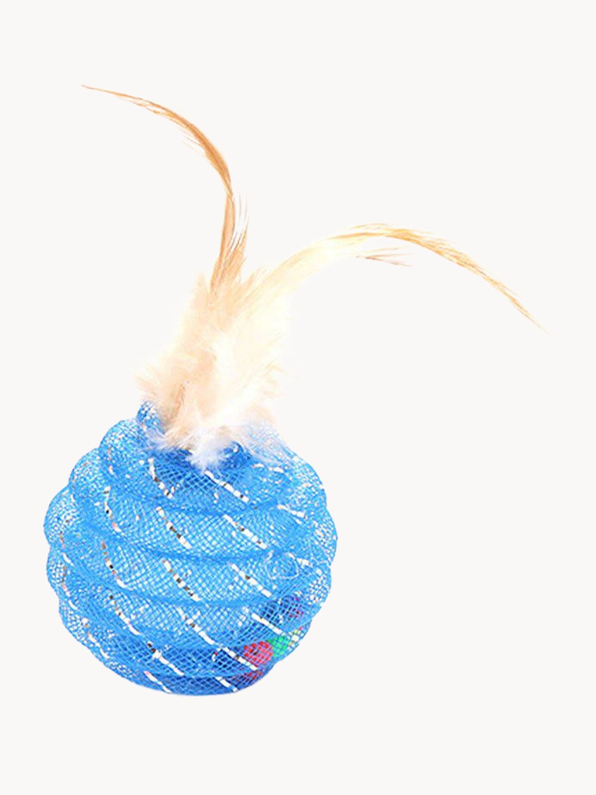 Мячик для кошек с погремушками и перьями