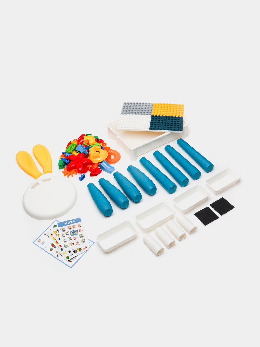 Детский игровой стол 6 в1 с конструктором, стульчик, лего кубики — фото 1