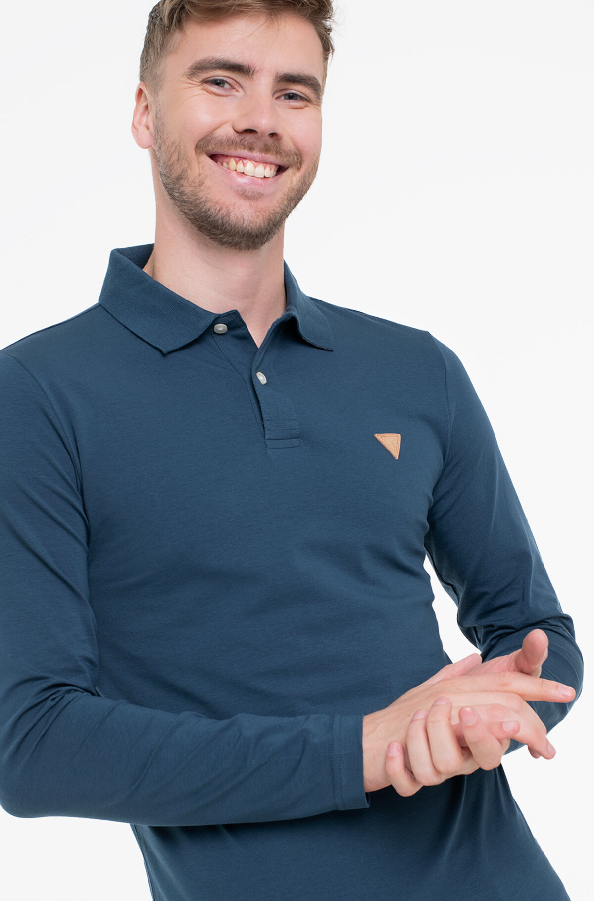 Поло GUESS OLIVER LS, размер 2XL, синий — фото 1