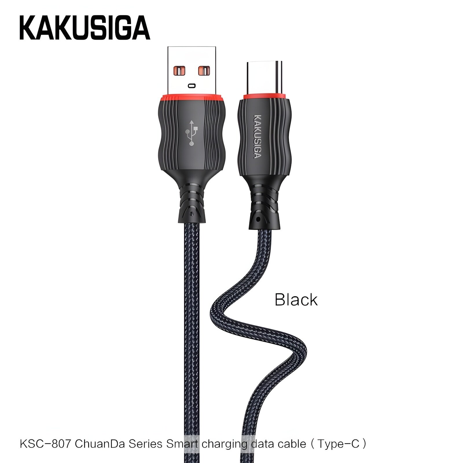 Кабель USB Type-C KAKUSIGA KSC-807 черный с быстрой зарядкой и передачей данных, оригинал